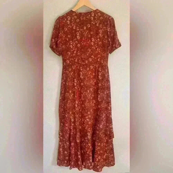 Nanette Lepore Floral Puff Sleeve Wrap Dressin Sierra Size 4 Vintage Inspired - Picture 6 of 11